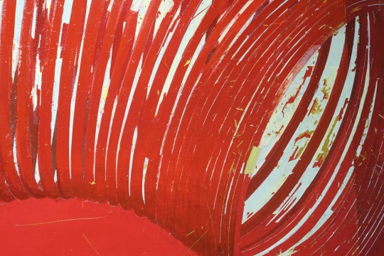 冷光敏  《红色内部的弹簧》局部   150×200cm   布面综合材料   2015
