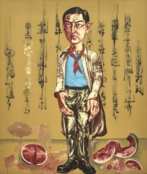 曾梵志 《自画像》 200cm×169cm 布面油画 1996 香港苏富比 流拍
