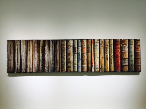 《hardbacks#2》三联画 91x219cm 布面油画 2015
《hardbacks#2》三联画 91x219cm 布面油画 2015