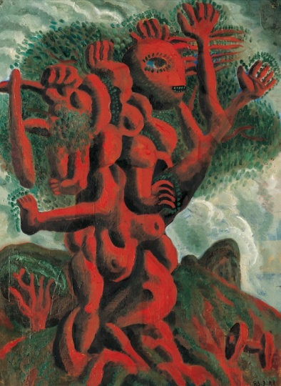 《红土之母·召唤》73.5x54cm 纸板上油画 1986

