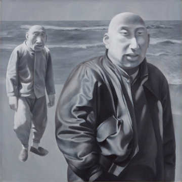 方力钧  《系列一（之四）》 100×100cm   布面油画  1990-1991  成交价：1744万港元
