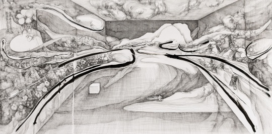 林国成 《林中车》 32x41cm 钢笔水墨、纸本2015
