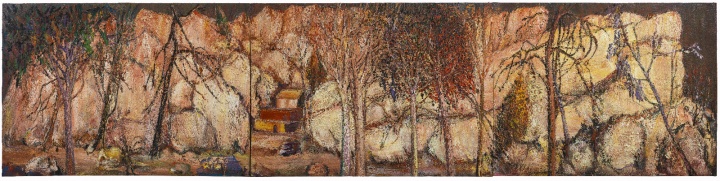 《古树斜阳》250×350cmx3幅 布面油画 2015
《古树斜阳》250×350cmx3幅 布面油画 2015
