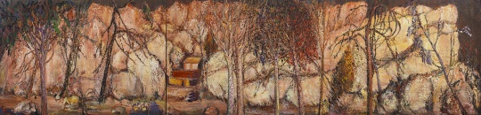尹朝阳作品《古树斜阳》，250×350cm 布面油画 2015
