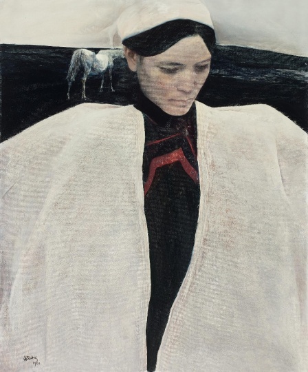 Lot 0245 何多苓 《白衣彝女》 86×71.5cm 布面油画 1991 估价：300-500万元
