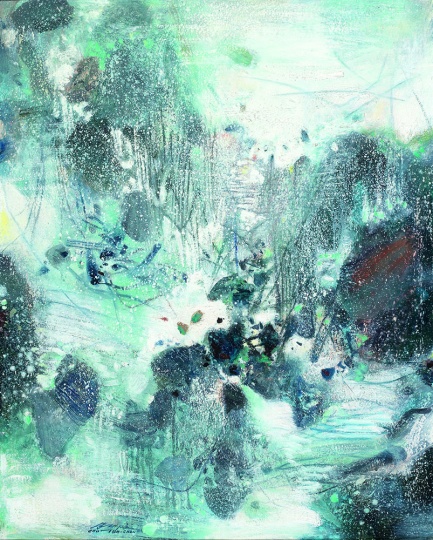 朱德群《冬之组合》80.5×65cm 布面油画 1985 估价 :750-950 万港元 
