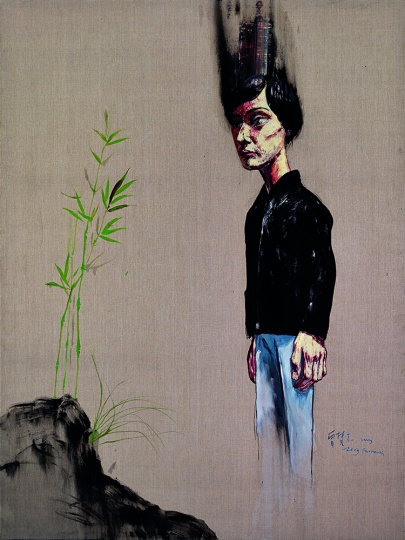 曾梵志《 竹子.人》布面油画 200×150 cm 2005 估价 :450-650 万港元 
