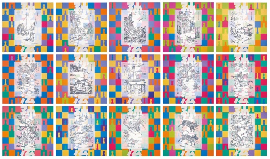 《孙子兵法--孙武》 146×146cm×15 布面丙烯  2006
