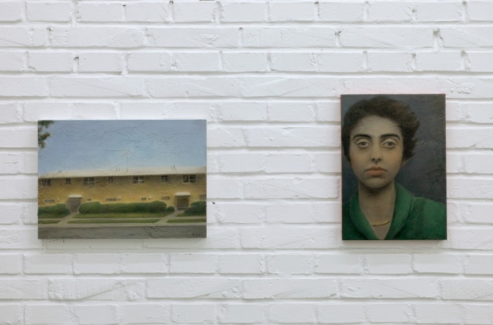 《戴安·阿勃斯与街景》 36.5×25.5 cm（戴安 piece of portrait）, 42×30 cm（街景 piece of landscape）木板上油画 2015
