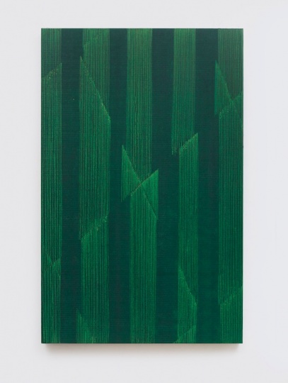 《六条切线－绿1》，250×160cm，布面油画，2015 