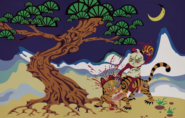 高瑀《打虎》(三联作)300 × 150cm × 3 布面丙烯 2007
高瑀《打虎》(三联作)300 × 150cm × 3 布面丙烯 2007