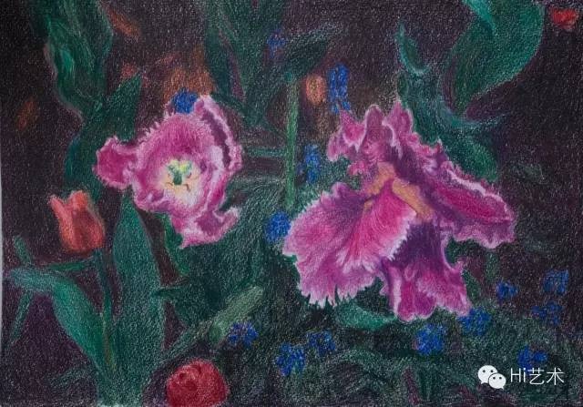 周春芽 《紫色郁金香》35.5x40.6 cm 彩色铅笔 纸 2015 周春芽 《紫色郁金香》35.5x40.6 cm 彩色铅笔 纸 2015
