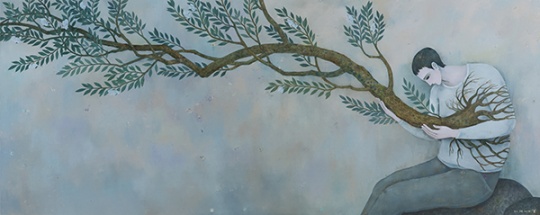 《树生长的声音》 120×300cm 布面油画 2015
《树生长的声音》 120×300cm 布面油画 2015