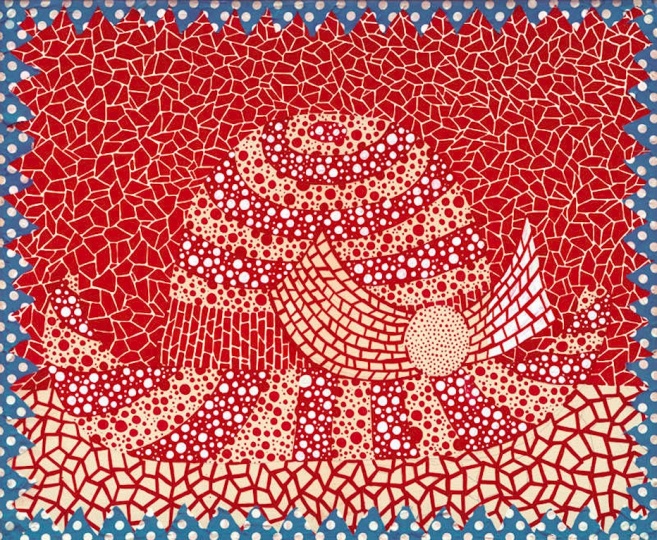 草间弥生，《帽子》，拼贴、布、丙烯，53×65.2cm
