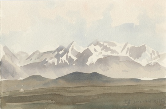 《戈壁雪山》 28.3×18.6cm 水彩171-62 2012 《戈壁雪山》 28.3×18.6cm 水彩171-62 2012