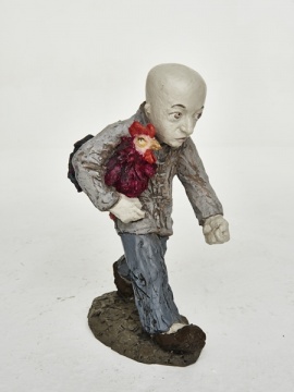 《抱鸡的人》20×36×40cm 玻璃钢 2009 《抱鸡的人》20×36×40cm 玻璃钢 2009