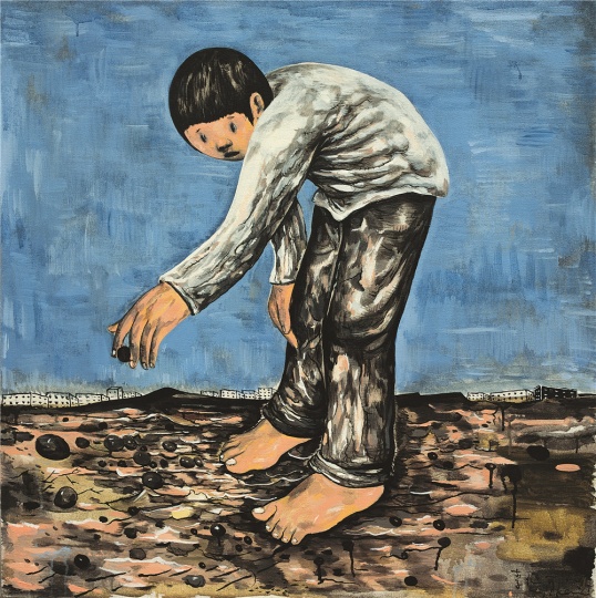 《拾荒者》90×90cm 布面丙烯 2015
《拾荒者》90×90cm 布面丙烯 2015
