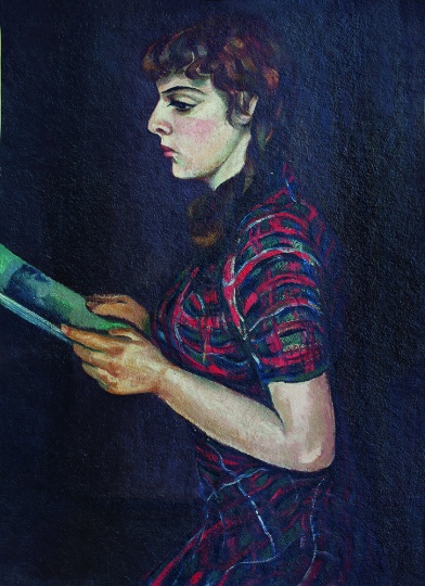 王济远《读书少女》 101.5×75.7cm 木板油画
王济远《读书少女》 101.5×75.7cm 木板油画