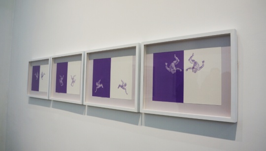 《堕落的人》 紫色干性复写纸  每张22.2×29.5cm 每组正负两张，一共四组，2016
