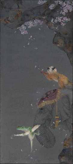 李娜 《游园惊梦3》 145x65cm 纸本综合 2015
李娜 《游园惊梦3》 145x65cm 纸本综合 2015