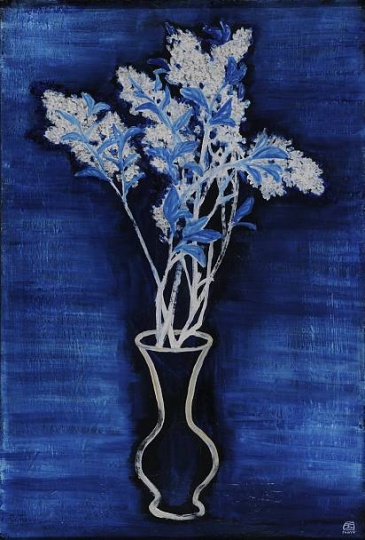 常玉《蓝色背景的盆花》 72.5 x 46.5cm 布面油画 1956 北京保利2016春拍
常玉《蓝色背景的盆花》 72.5 x 46.5cm 布面油画 1956 北京保利2016春拍