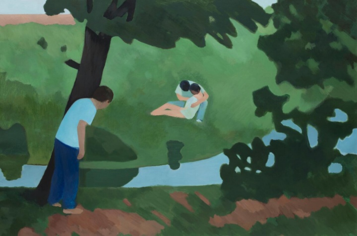 《偷窥2》 布面油画 120x180cm 2015
《偷窥2》 布面油画 120x180cm 2015