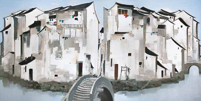 Lot21 吴冠中 《周庄》 148×297cm 油彩画布 1997 估价待询
Lot21 吴冠中 《周庄》 148×297cm 油彩画布 1997 估价待询