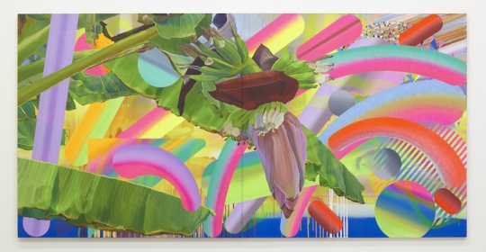 大野智史 《蜜月热海》 145.5x291cm 布面油画、喷绘 2015
大野智史 《蜜月热海》 145.5x291cm 布面油画、喷绘 2015