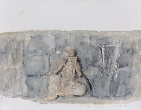 《巩义石窟寺浮雕》  32×41cm 纸本水彩 2012
