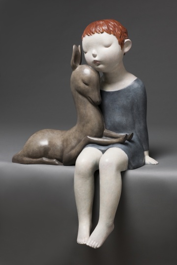 《夜晚是静静的等待》 65×45×90cm 化学铸铜着色 2015
《夜晚是静静的等待》 65×45×90cm 化学铸铜着色 2015
