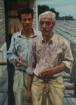 刘小东《父子情深》 130×397cm 油画 1989
