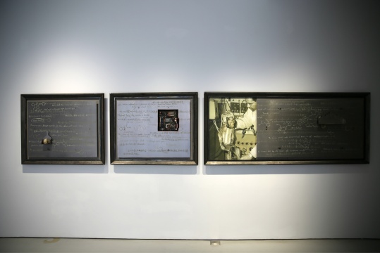 《迦南》 布面油画装置 左:110×91×8cm 中:110×91×8cm 右:210×91×8cm 2016
作品左下方是闫珩故意在此处设置的一滩蜂蜜
《迦南》 布面油画装置 左:110×91×8cm 中:110×91×8cm 右:210×91×8cm 2016
作品左下方是闫珩故意在此处设置的一滩蜂蜜