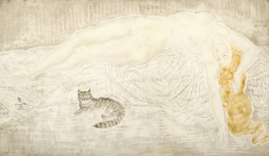 
藤田嗣治《裸女与猫》97.5×163cm  布面油画  1930  成交价：3940万港币  由龙美术馆收藏

为艺术家第二高拍卖成交价作品

