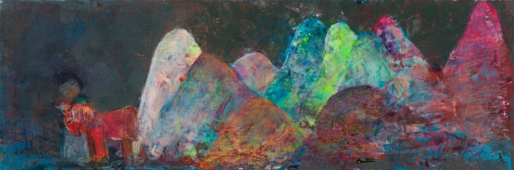 忻洛汀《一重重山》25×74cm 布面丙烯 2016
忻洛汀《一重重山》25×74cm 布面丙烯 2016