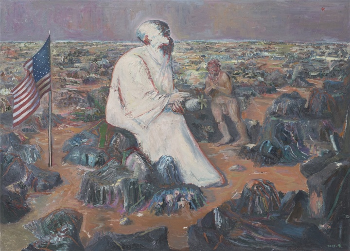 《放飞图》 150×200cm 布面油画 2005
《放飞图》 150×200cm 布面油画 2005