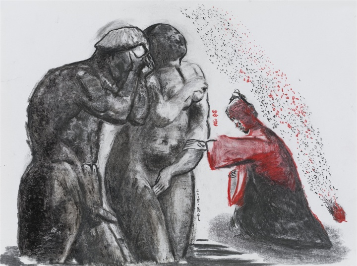 《掉落的彗星 》44.3×55.5cm 纸本素描 2015
《掉落的彗星 》44.3×55.5cm 纸本素描 2015