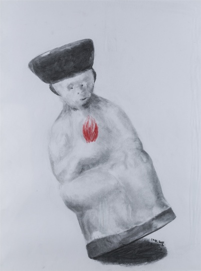 《要倒的香台》 59.5×44.3cm 纸本素描 2014
《要倒的香台》 59.5×44.3cm 纸本素描 2014