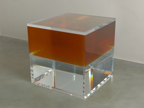 黄然 《同某种安逸相关联的此起彼伏的欲望》 60×60×60cm 压克力箱、油、水 2012
