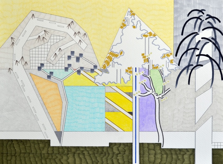《路边的五棵树》 29.8×41cm 纸本 2015
《路边的五棵树》 29.8×41cm 纸本 2015