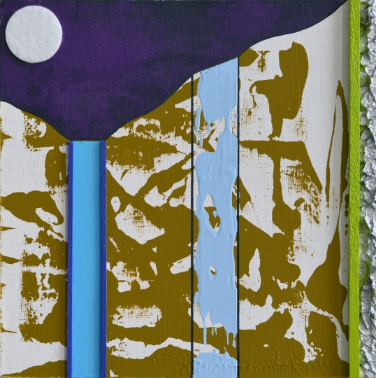《山瀑》 25×25cm 布面综合材料 2015
《山瀑》 25×25cm 布面综合材料 2015