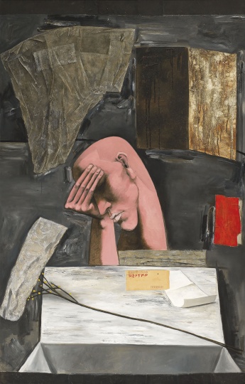 刘晓刚《黑色三部曲:忧郁》布面油画 177.8×114.3cm 1990年 刘晓刚《黑色三部曲:忧郁》布面油画 177.8×114.3cm 1990年