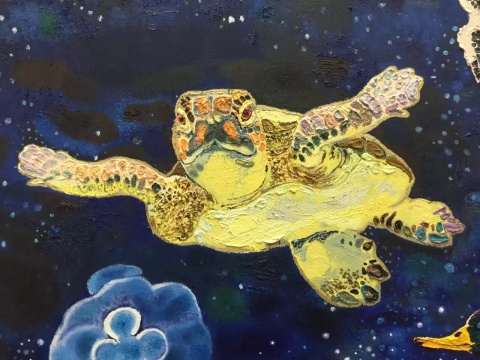 《星座》(局部),可以艺术家队色彩的驾驭和强烈的笔触。
《星座》(局部),可以艺术家队色彩的驾驭和强烈的笔触。