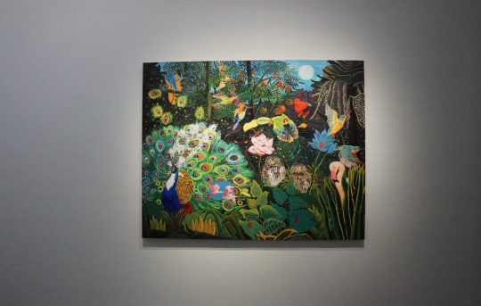 《卢梭的画面-百鸟之王》 布面油画、油画棒 160×200cm 2016
《卢梭的画面-百鸟之王》 布面油画、油画棒 160×200cm 2016