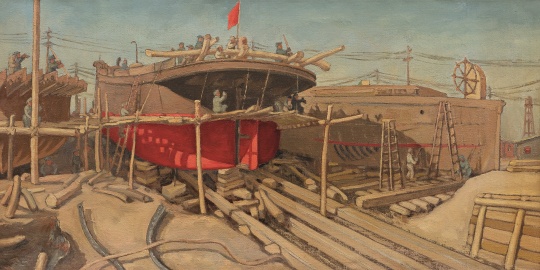 
孙宗慰 《天津新港船坞》 40×80cm 布面油画 1953

估价：100万-120万元

