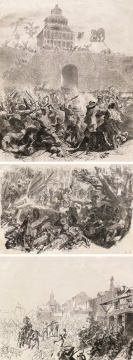 
费尔南德·柯罗蒙  《在中国的交战场面·巷战场面·中世纪的交战场面》  27.5×22.5cm；16.5×21cm；18×26cm 钢笔素描 约1863  

估价：5万-8万元

