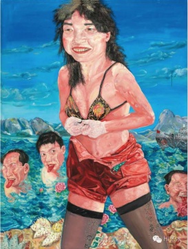 刘炜  《游泳美女 第三号》  200×150cm  布面油画  1994  香港佳士得2016春拍  成交价：1684万港币
