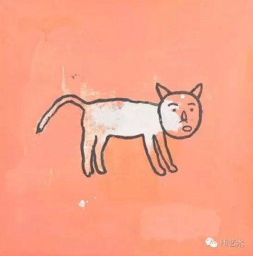 奈良美智 《EineKatze》 70×70cm 布面亚克力 1990  成交价：57.5万元
