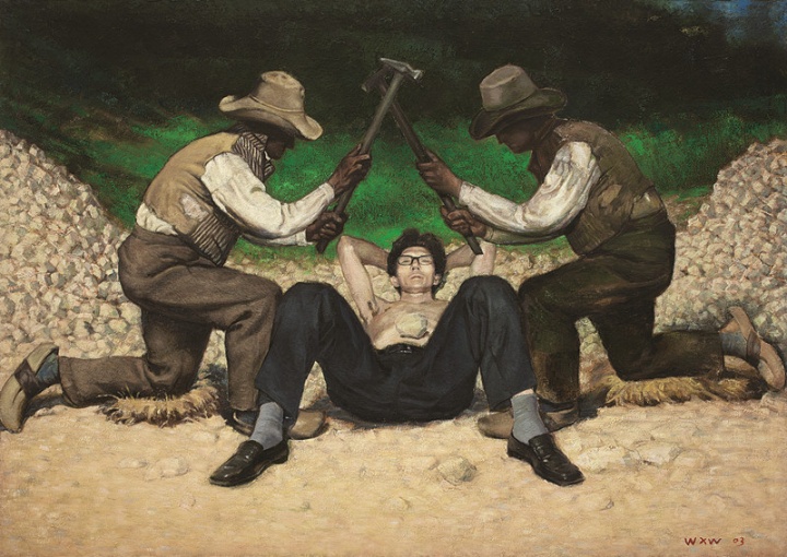 王兴伟 《无题(打石头)》 148×208cm 布面油画 2003
王兴伟 《无题(打石头)》 148×208cm 布面油画 2003