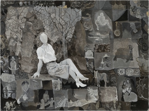 王顷 《斜坐的女子》89×119cm 纸本丙烯 2015
