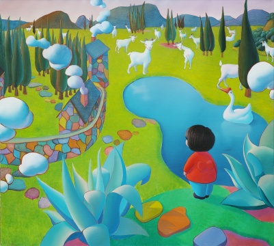 《半梦-撒尼寨》 布面油画 180x200cm 2015
《半梦-撒尼寨》 布面油画 180x200cm 2015